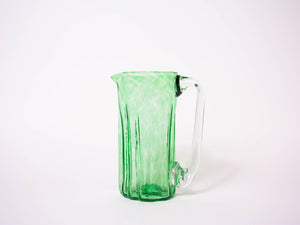Green Handblown Glass Pitcher - short