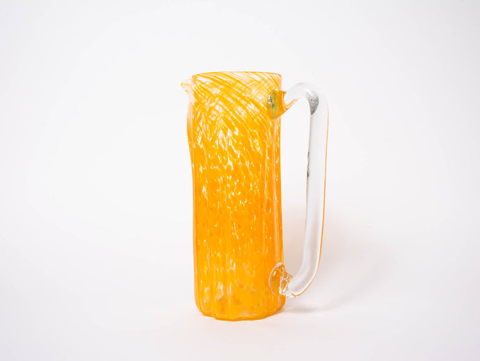 Yellow Handblown Glass Pitcher - Tall