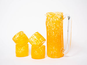Yellow Handblown Glass Pitcher - Tall
