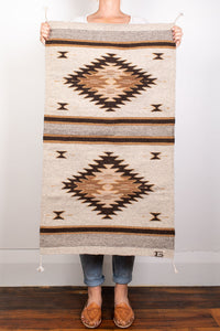 Zapotec Small White and Brown Wool Rug