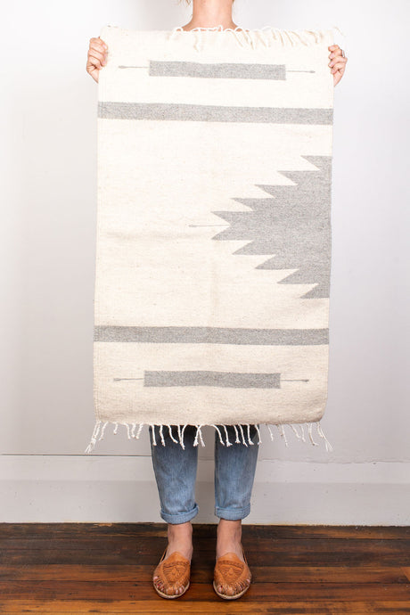 Zapotec Small White and Grey Wool Rug