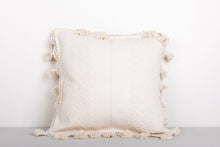 Load image into Gallery viewer, White Embroidered Tassel Cushion