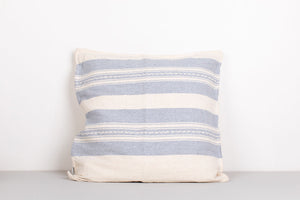 Hand Woven White and Blue Stripe Cushion
