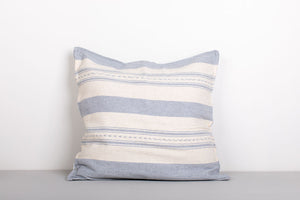 Hand Woven Blue and White Stripe Cushion